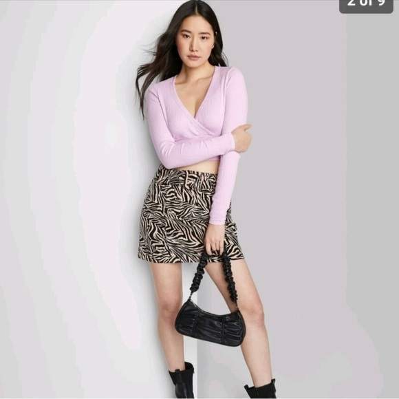 Wild Fable Lavendar Long Sleeve Short Top Size L - Picture 2 of 8